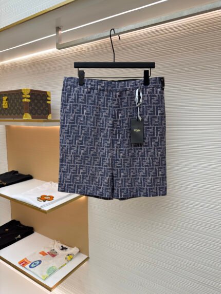 Fendi All-Over FF Logo Denim Shorts