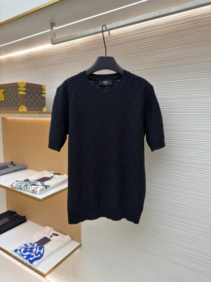 Fendi All-Over FF Knit Short-Sleeve Top