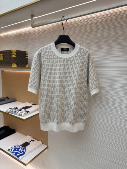 Fendi All-Over FF Knit Short-Sleeve Top