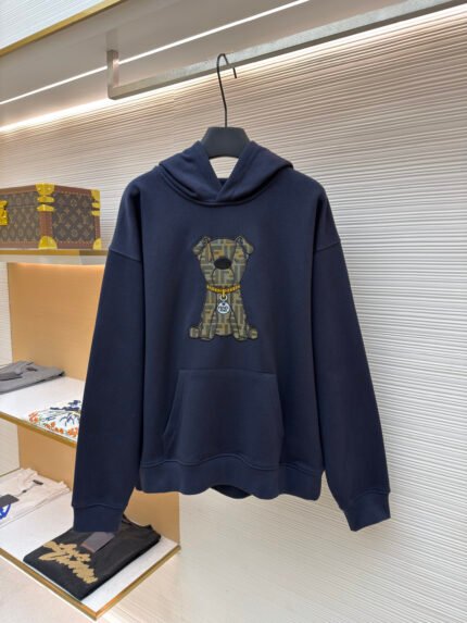 Fendi 3D Embroidered Bear Hoodie