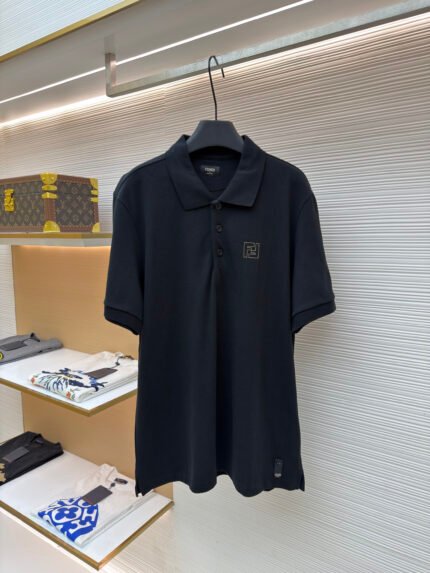 Fendi Gold Logo Polo Shirt