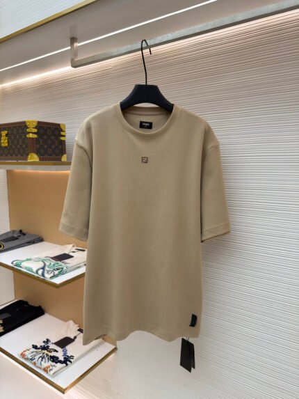 Fendi Short-Sleeve T-Shirt with Double-F Metal Hardware and Heat-Pressed Logo