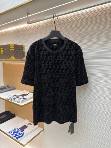 FENDI Mercerized Flocked Short-Sleeve Top