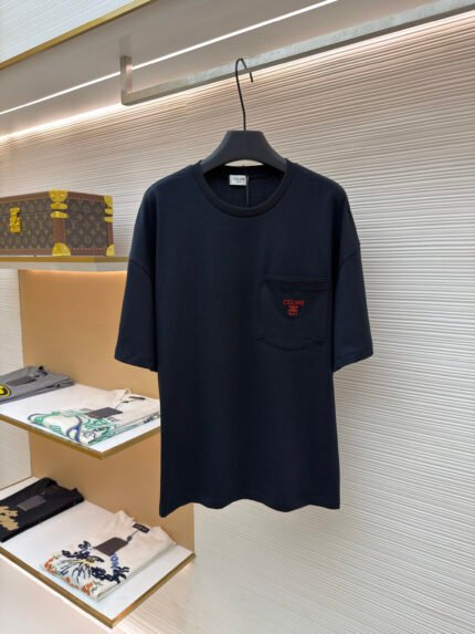 Celine Embroidered Pocket Short-Sleeve Tee