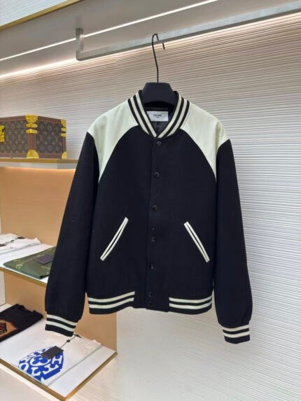 Celine Lambskin Panel Varsity Jacket