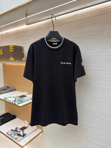 Moncler Embroidered Logo Short-Sleeve T-Shirt (Faux-Layered Style)