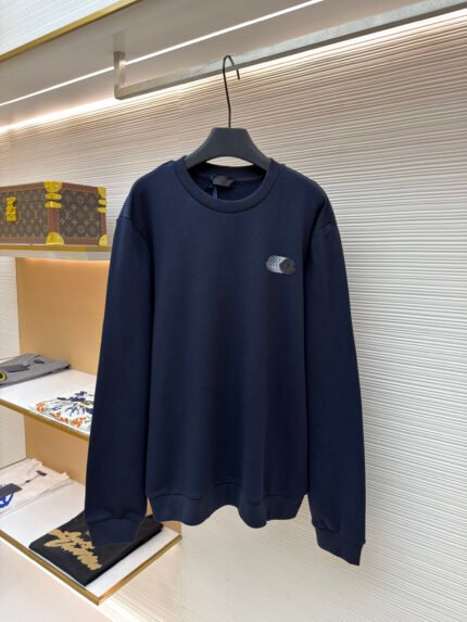 Moncler Crew-Neck Long-Sleeve Cotton Sweatshirt with Faded Logo