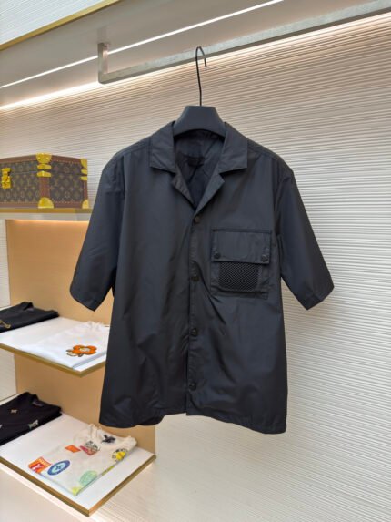 Moncler Short-Sleeve Shirt with Logo Patch Pocket