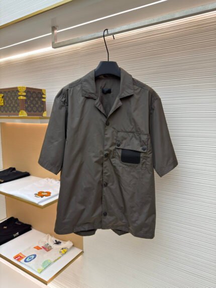 Moncler Short-Sleeve Shirt with Logo Patch Pocket
