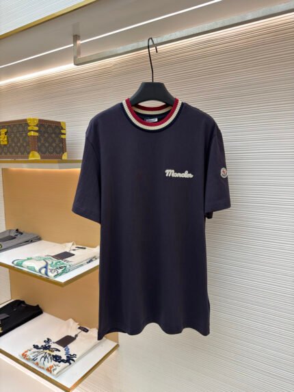 Moncler Short-Sleeve T-Shirt with Logo Collar