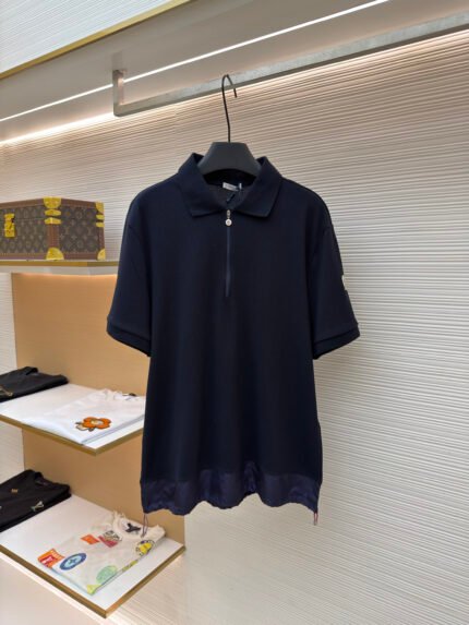 Moncler Logo-Patch Half-Zip Short-Sleeve Polo Shirt