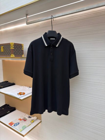 Moncler Striped Logo Polo Shirt