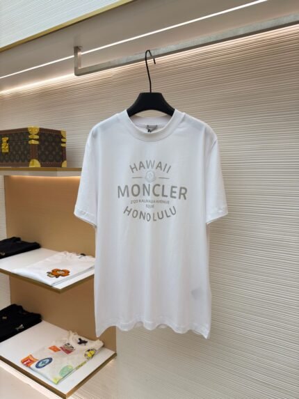 Moncler Short-Sleeve T-Shirt with Letter Badge Print