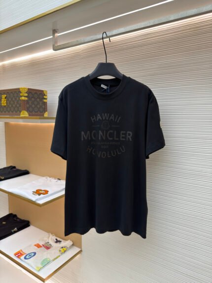 Moncler Short-Sleeve T-Shirt with Letter Badge Print