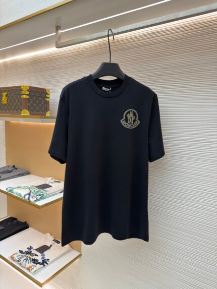 Moncler Crew-Neck Short-Sleeve T-Shirt with Flocked Logo Print